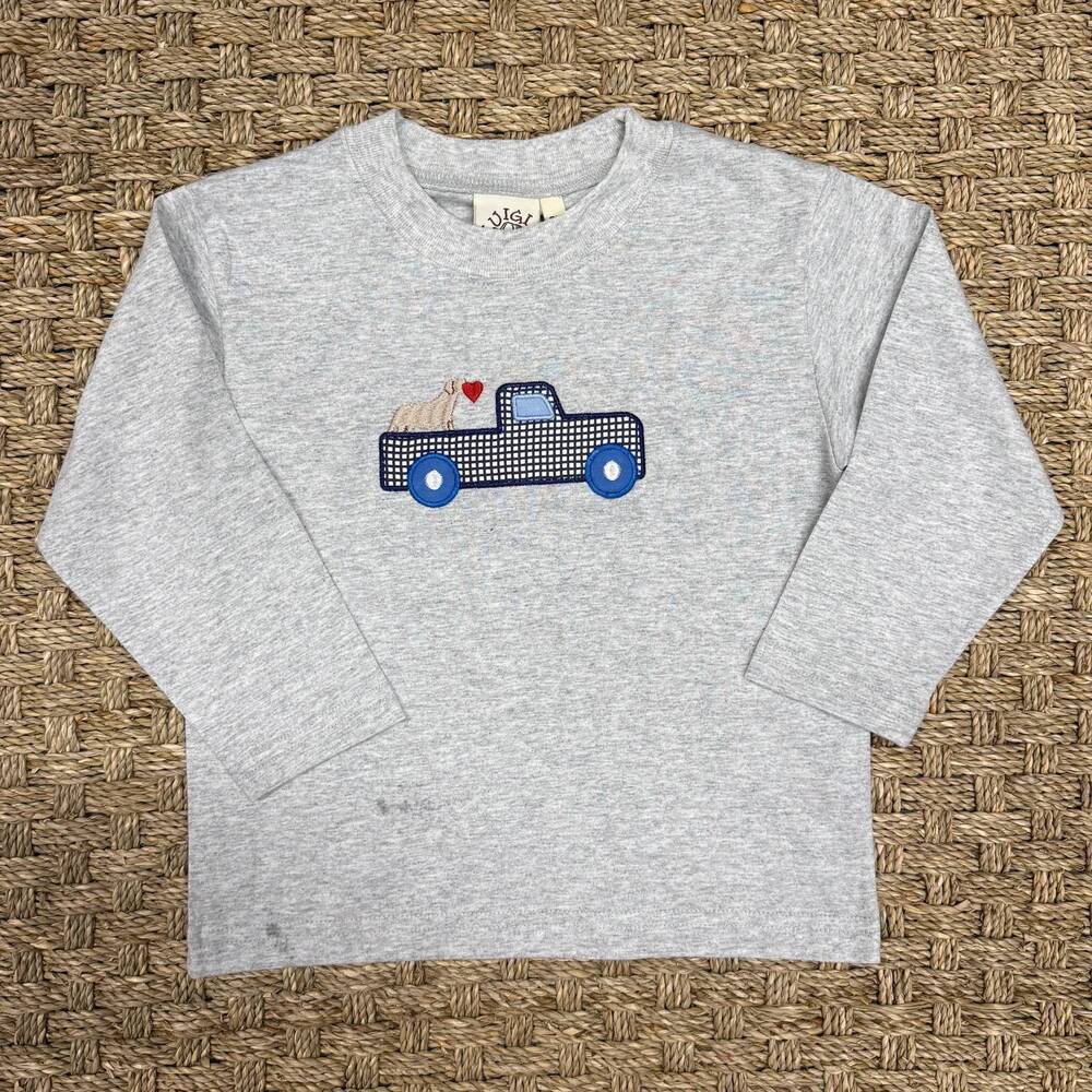 NEW LUIGI KIDS kid's truck with lab and heart top in heather grey